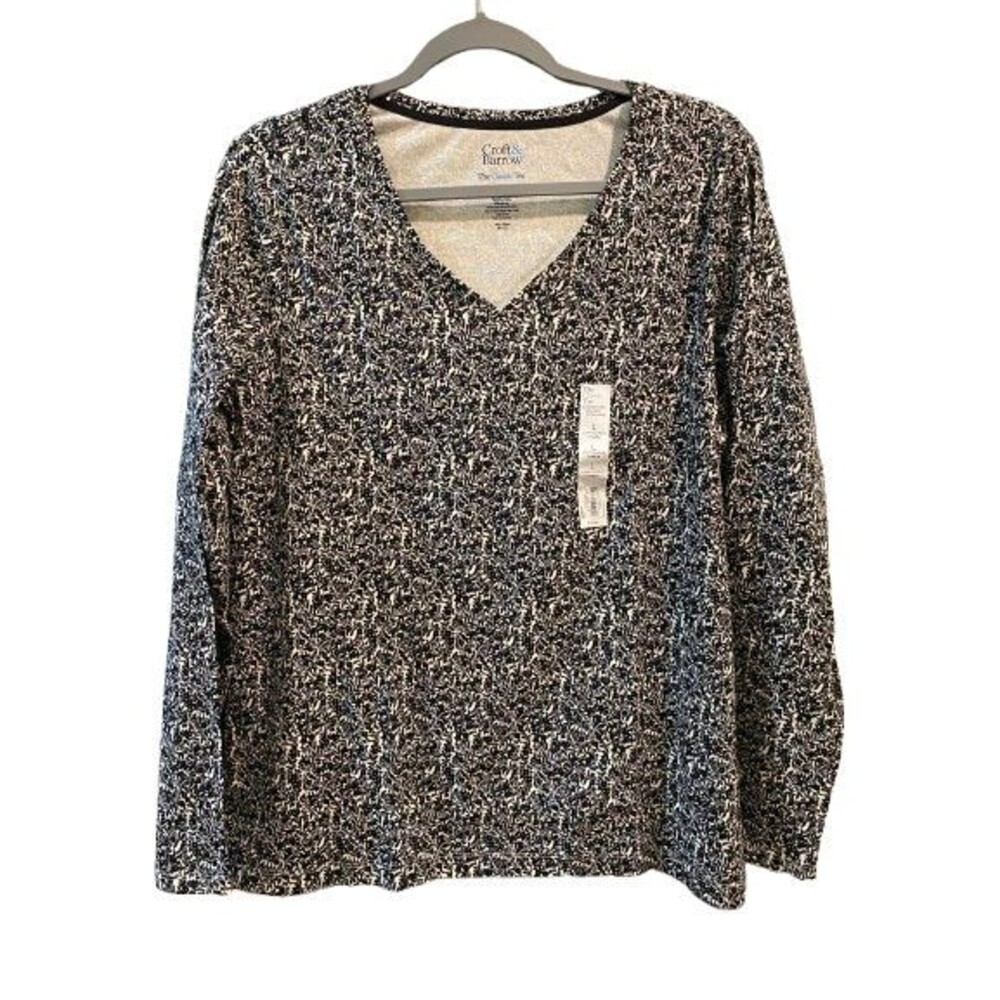 Women's Large Classic Tee Croft & Barrow Cotton V-neck Long Sleeve T-Shirt